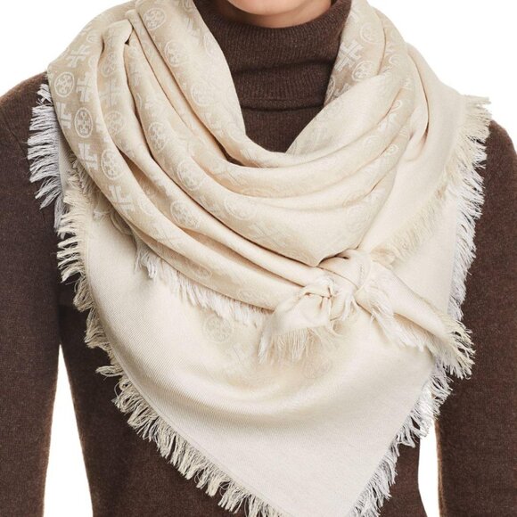 New Tory Burch large shawl scarf in ivory